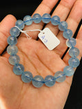 Blue Aquamarine Bracelet - 10 mm Size - Length in 7.5 Inch Code A-3- Aquamarine Bracelet Transparent AAAA Grade, weight 30-gm