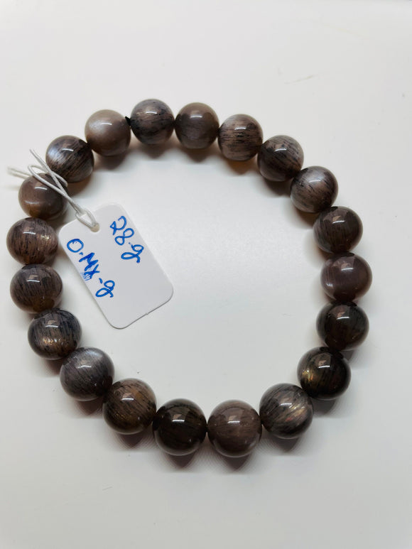 Black Sunstone Bracelet 10mm size-28-GM -Natural Sunstone Beaded Bracelet - Length 7.5 Inch in Stretchable Cord,code BS-2