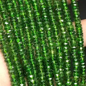 Chrome diopside 3.5-4mm Roundel Beads- Good Quality in 40 cm Length - Chrome Diopside Beads- ,origin Russia- Chrome Roundel