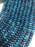 Apatite 10MM Neon Apatite Roundel Beads - 40 cm Length - Neon Apatite Rondelle Beads- Dyed Blue Apatite Roundel