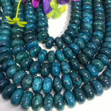 Apatite 16MM Neon Apatite Roundel Beads - 40 cm Length- Neon Apatite Rondelle Beads- Dyed Teal Blue Apatite Roundel