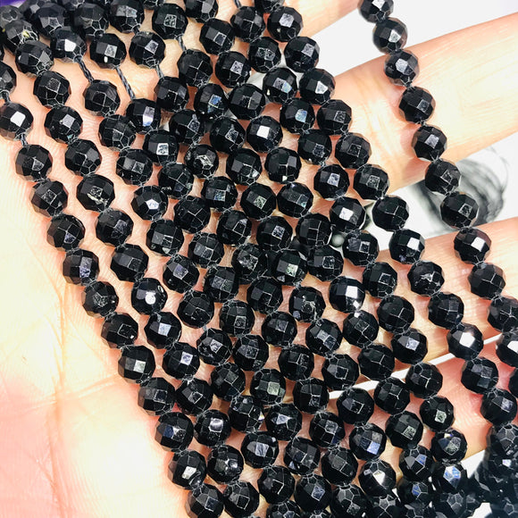 5 mm Black Spinel Round Faceted Beads, Black spinel Faceted Balls, Length 16