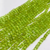 Peridot faceted Box 4MM size , natural peridot in AA Quality , Length 15 Inch . Gemstone shape