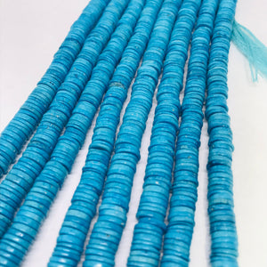 Turquoise Heishi Shape, dyed Turquoise,7mm, Length 15" strand -dyed howlite beads