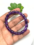 Amethyst Bracelet 8x10 mm Size • Code A1 • Weight 20.8gm • AAA Quality • Amethyst Tube Bracelet 7.5 Inch Length • Natural Amethyst Jewelry