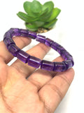 Amethyst Bracelet 8x10 mm Size • Code A1 • Weight 20.8gm • AAA Quality • Amethyst Tube Bracelet 7.5 Inch Length • Natural Amethyst Jewelry