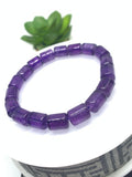 Amethyst Bracelet 8x10 mm Size • Code A6 • Weight 21.5 gm • AA Quality • Amethyst Tube Bracelet 7.5 Inch Length • Natural Amethyst Jewelry