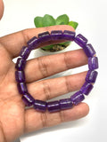 Amethyst Bracelet 8x10 mm Size • Code A6 • Weight 21.5 gm • AA Quality • Amethyst Tube Bracelet 7.5 Inch Length • Natural Amethyst Jewelry
