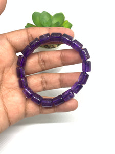 Amethyst Bracelet 8x10 mm Size • Code A8 • Weight 21.4 gm • AA Quality • Amethyst Tube Bracelet 7.5 Inch Length • Natural Amethyst Jewelry