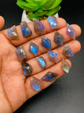 Labradorite Rose Cut Fancy Shape - Code # A1- A16 • Labradorite Faceted Cut (Polki) • AAA Quality • One Side Cutting