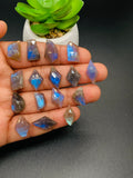 Labradorite Rose Cut Fancy Shape - Code # A1- A16 • Labradorite Faceted Cut (Polki) • AAA Quality • One Side Cutting