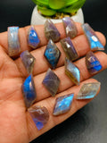 Labradorite  Rose Cut Fancy Shape - Code # A33- A47 •  Labradorite  Faceted Cut (Polki)  • AAA Quality  • One Side Cutting