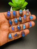 Labradorite Rose Cut Fancy Shape - Code # A47B-A62 • Labradorite Faceted Cut (Polki) • AAA Quality • One Side Cutting