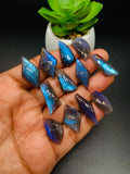 Labradorite Rose Cut Fancy Shape - Code # A63- A74 • Labradorite Faceted Cut (Polki) • AAA Quality • One Side Cutting