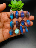 Labradorite Rose Cut Fancy Shape - Code # A75- A86 • Labradorite Faceted Cut (Polki) • AAA Quality • One Side Cutting