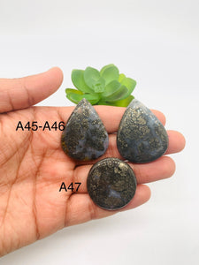 Marcasite Cabochon • Code A45- A47  • AAA Quality • Natural Marcasite Cabs • Marcasite Pendant