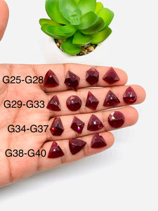 Garnet Rose Cut Fancy Shape • Code #G25- G40 • Garnet Faceted Cut (Polki)  •  AAA Quality- Best for Jewelry making • One Side Cutting