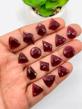 Garnet Rose Cut Fancy Shape • Code #G25- G40 • Garnet Faceted Cut (Polki)  •  AAA Quality- Best for Jewelry making • One Side Cutting