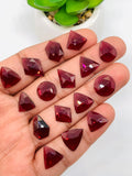 Garnet Rose Cut Fancy Shape • Code #G25- G40 • Garnet Faceted Cut (Polki)  •  AAA Quality- Best for Jewelry making • One Side Cutting