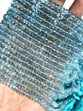 Aquamarine faceted Roundel 5.50 - 6 mm Size •  Length 13 Inch • 5A Quality Transparent Beads • Aquamarine Top Quality Faceted