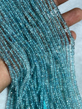 4 MM Aquamarine faceted Roundel Beads •  Length 13 Inch • 5A Quality Transparent Beads • Aquamarine Top Quality Faceted