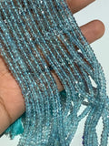 3.50- 4.50 MM Aquamarine faceted Roundel Beads •  Length 13 Inch • 5A Quality Transparent Beads • Aquamarine Top Quality Faceted