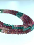 Watermelon Tourmaline faceted Roundel 4 mm Size •  Pink And Blue color beads Fine quality 14" Strand, Tourmaline Top Quality beads.