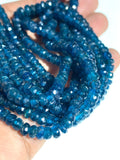 4-5 mm Neon Apatite Faceted Roundel Beads • AAA Quality Beads • 16 Inch Length • Natural  Blue Apatite Beads