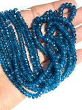 4-5 mm Neon Apatite Faceted Roundel Beads • AAA Quality Beads • 16 Inch Length • Natural  Blue Apatite Beads