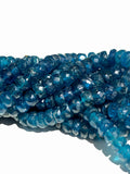 3.50- 5 mm Blue Apatite Faceted Roundel Beads • AAA Quality Beads • 16 Inch Length • Natural Neon Apatite Beads