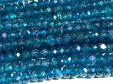 3.50- 5 mm Blue Apatite Faceted Roundel Beads • AAA Quality Beads • 16 Inch Length • Natural Neon Apatite Beads