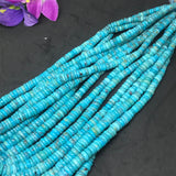 Natural Turquoise 4-8MM Heishi shape,  genuine Turquoise beads, Length 16” graduated size.