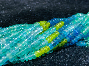 3-4 mm Apatite Roundel Beads  • 16 Inch Length • AAA Quality- Apatite Roundel Beads • Multi Color Apatite Beads