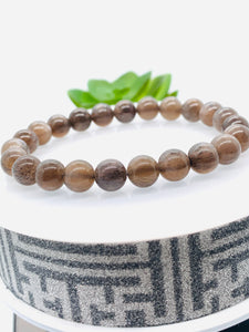 Sunstone Bracelet • 8mm Size • Code #A2 • Weight 17.1 gm • Natural Black Sunstone Round Bracelet • Sunstone Jewelry