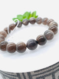 Sunstone Bracelet • 10 mm Size • Code #A7 • Weight 26 gm • Natural Black Sunstone Round Bracelet • Sunstone Jewelry