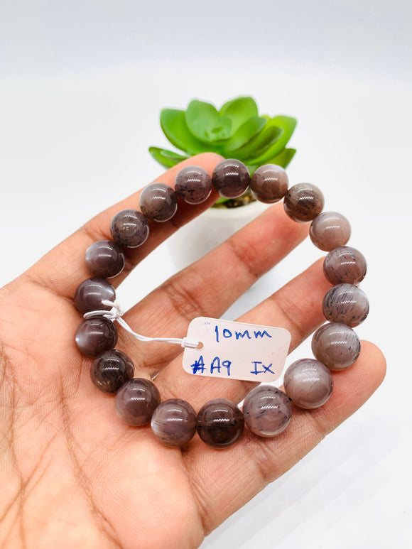 Sunstone Bracelet • 10 mm Size • Code #A9 • Weight 30 gm • Natural Black Sunstone Round Bracelet • Sunstone Jewelry