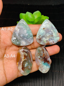 Aqua Chalcedony Cabochon • Code A1-A4 • AAA Quality • Natural Aqua Chalcedony Cabs • Perfect for Jewelry Making • Wire Wrapping Stone