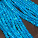 Ethiopian Opal 5mm Roundel, heated opal roundel beads, blue Ethiopian Opal, length 16”,dyed Opal