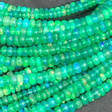 Ethiopian Opal Roundel, size 4MM, heated opal roundel beads, green Ethiopian Opal, length 16”