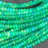 Ethiopian Opal Roundel, size 3-4MM, heated opal roundel beads, green Ethiopian Opal, length 16”