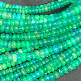 Ethiopian Opal Roundel, size 3.5MM, heated  opal roundel beads, green Ethiopian Opal, length 16”