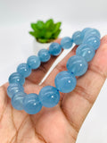 Aquamarine Bracelet • 13 mm Size • Code B7 • AAA Quality • Weight 48 gm • 8 Inch Length • Stretch Bracelet • Natural Aquamarine Bracelet