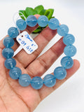 Aquamarine Bracelet • 13 mm Size • Code B9 • AAA Quality • Weight 50 gm • 8 Inch Length • Stretch Bracelet • Natural Aquamarine Bracelet