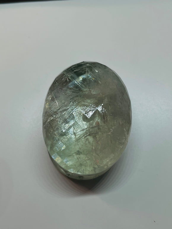 Prasiolite Faceted Oval 35X40mm, Green Amethyst faceted Cabochon.