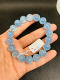 Blue Aquamarine Beaded Bracelet . Length in 7.5 Inch Stretch Bracelet,Code A-10- Aquamarine Bracelet Transparent AAA Grade 40-gm