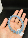 Blue Aquamarine Beaded Bracelet . Length in 7.5 Inch Stretch Bracelet,Code A-9- Aquamarine Bracelet Transparent AAA Grade, weight 32-GM