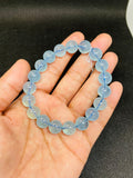 Blue Aquamarine Beaded Bracelet . Length in 7.5 Inch Stretch Bracelet,Code A-7-Aquamarine Bracelet Transparent AAA Grade, weight 32-gm