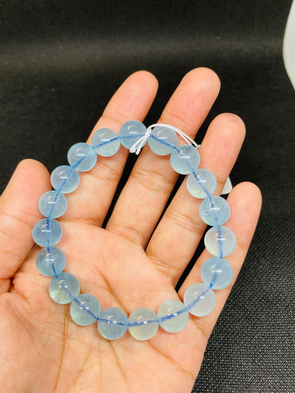 Blue Aquamarine Beaded Bracelet . Length in 7.5 Inch Stretch Bracelet,Code A-7-Aquamarine Bracelet Transparent AAA Grade, weight 32-gm