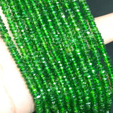 Chrome diopside 3.5-4mm Roundel Beads- Good Quality in 40 cm Length - Chrome Diopside Beads- ,origin Russia- Chrome Roundel