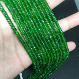 Chrome diopside 3.5-4mm Roundel Beads- Good Quality in 40 cm Length - Chrome Diopside Beads- ,origin Russia- Chrome Roundel